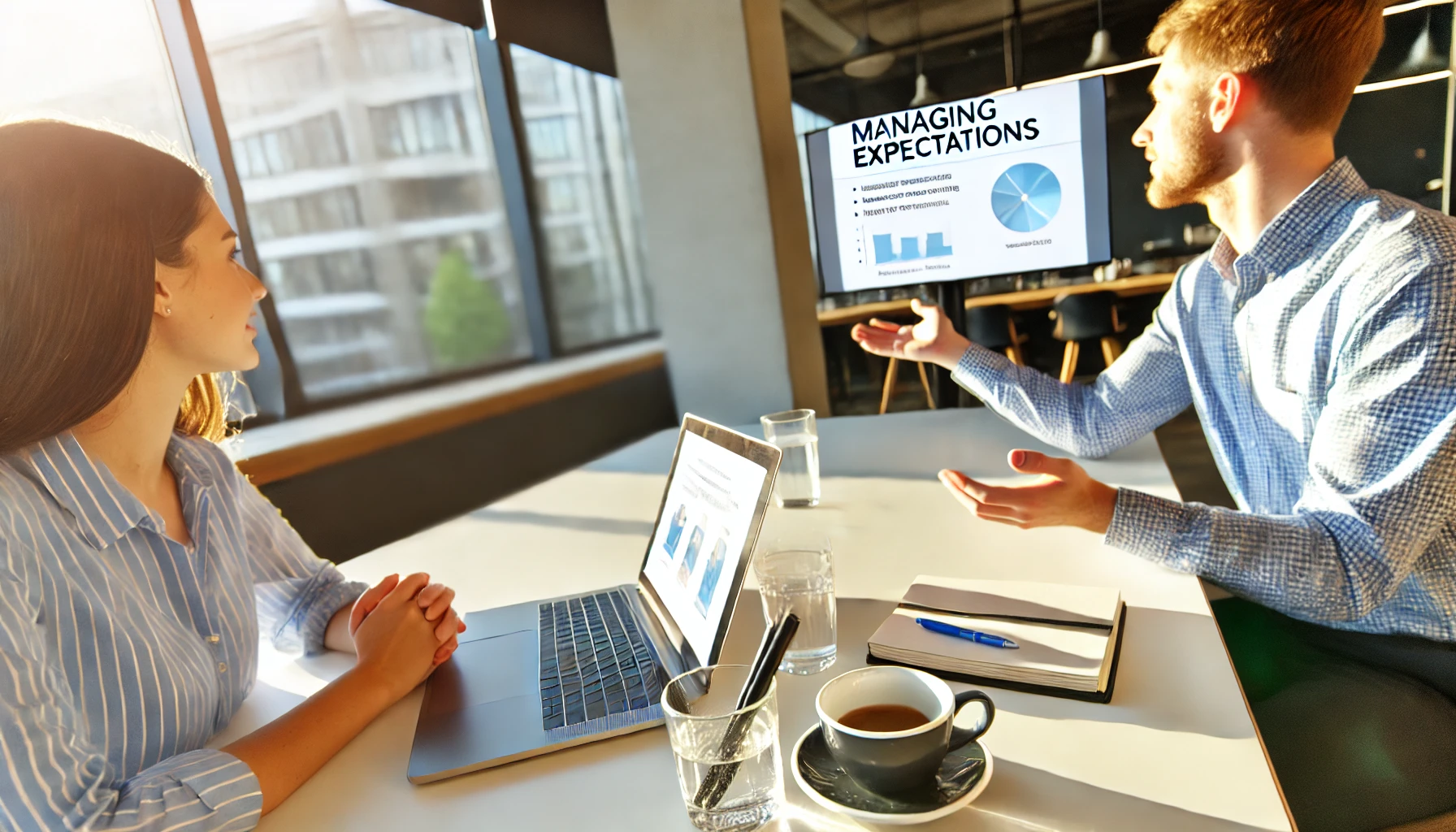 Business people talking about account-based selling vs marketing