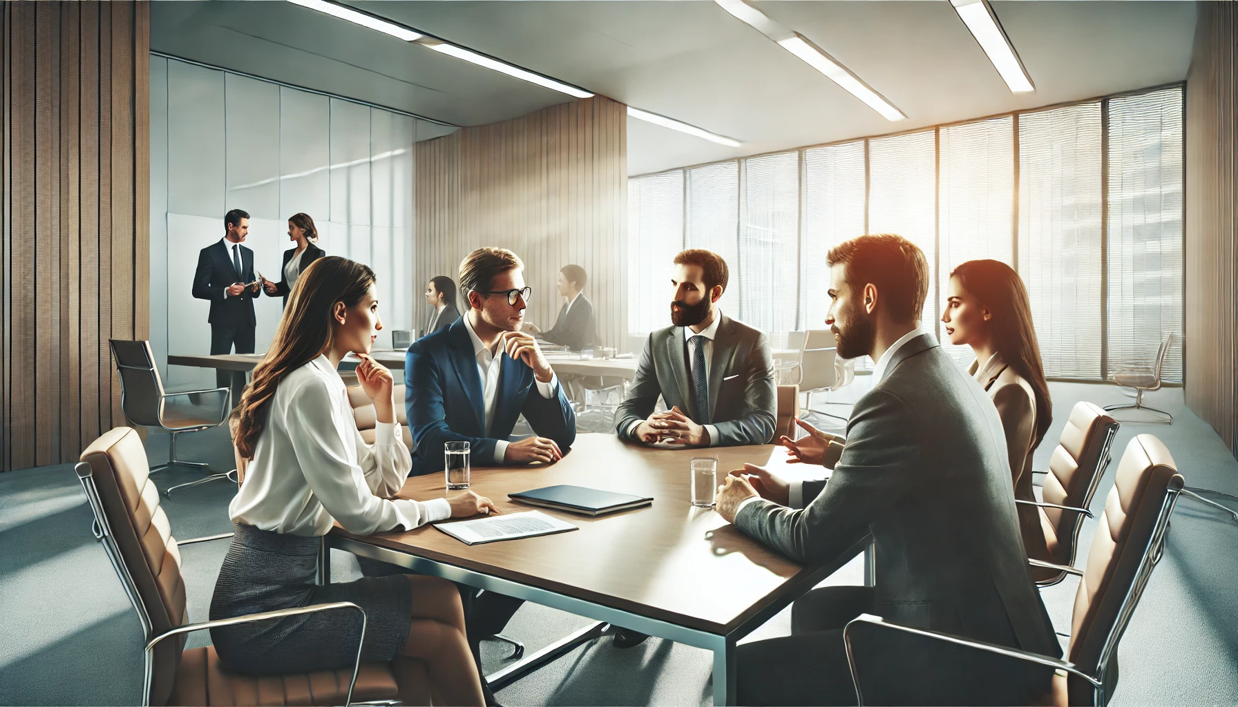 Business people discussing a medical device salesperson enablement programme