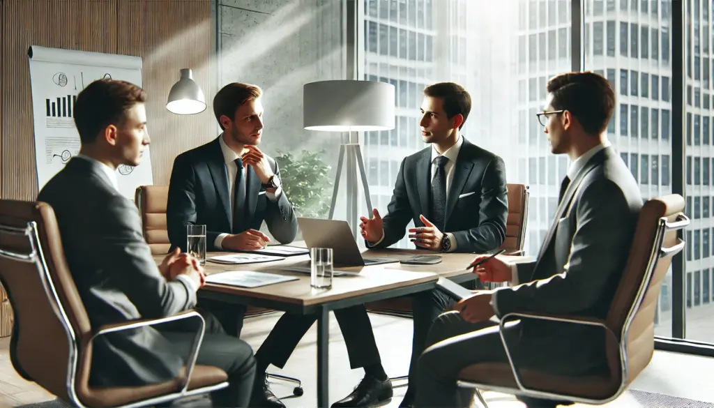 Adviser in a coaching session improving sales conversations in a wealth management sales training programme for advisers