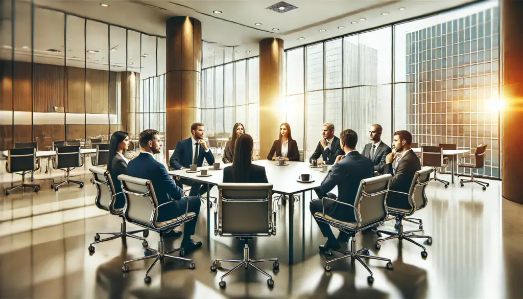 Chartered Financial Planner working on selling skills with client meeting