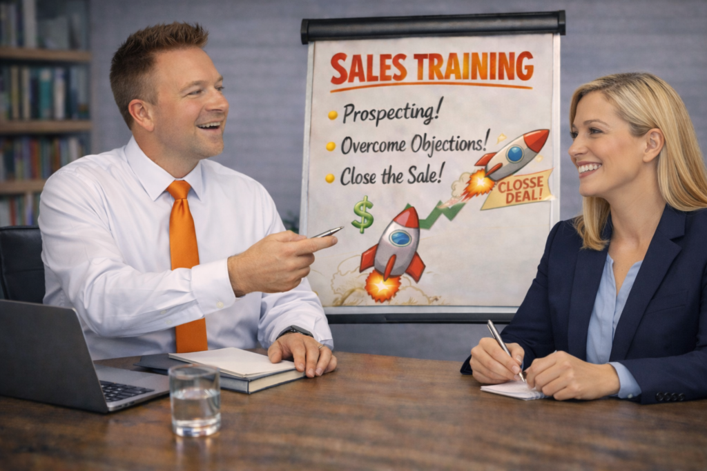 Sales coaching for financial planner during a client meeting, explaining advice clearly and building trust