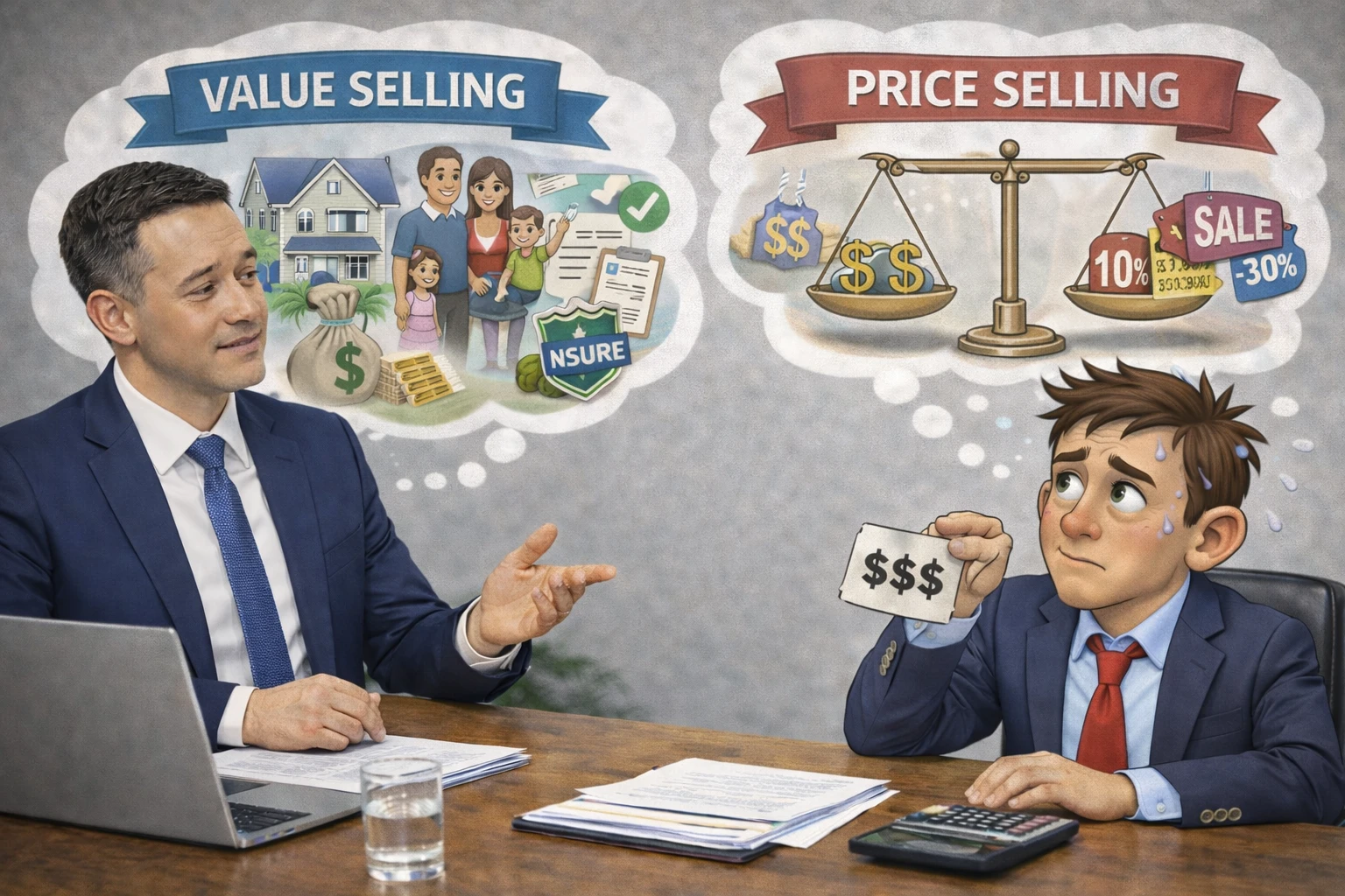 Value Selling Vs Price Selling comparison showing how clear value communication builds trust beyond price